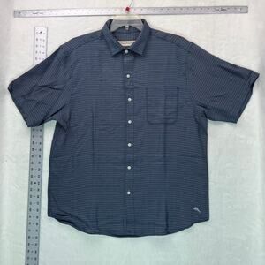 NWT Tommy Bahama Grand View Blue Short Sleeve Shirt Tencel Large